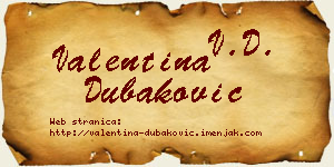Valentina Dubaković vizit kartica